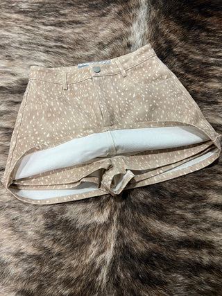 Fawn Print High Rise Five-Pocket Mini Skort