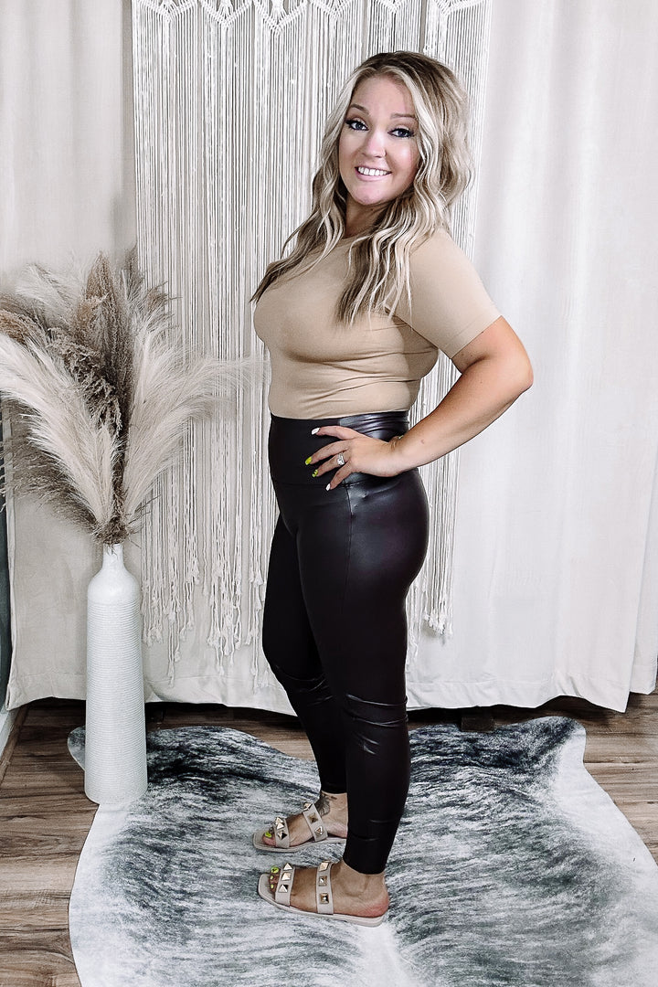 Chocolate Joey High Rise Faux Leather Leggings