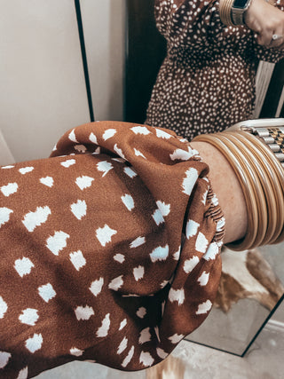 Bambi Print Smocked Waist Tiered Woven Dress
