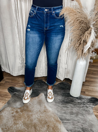 Emma Raw Hem Straight Leg Cropped Jeans