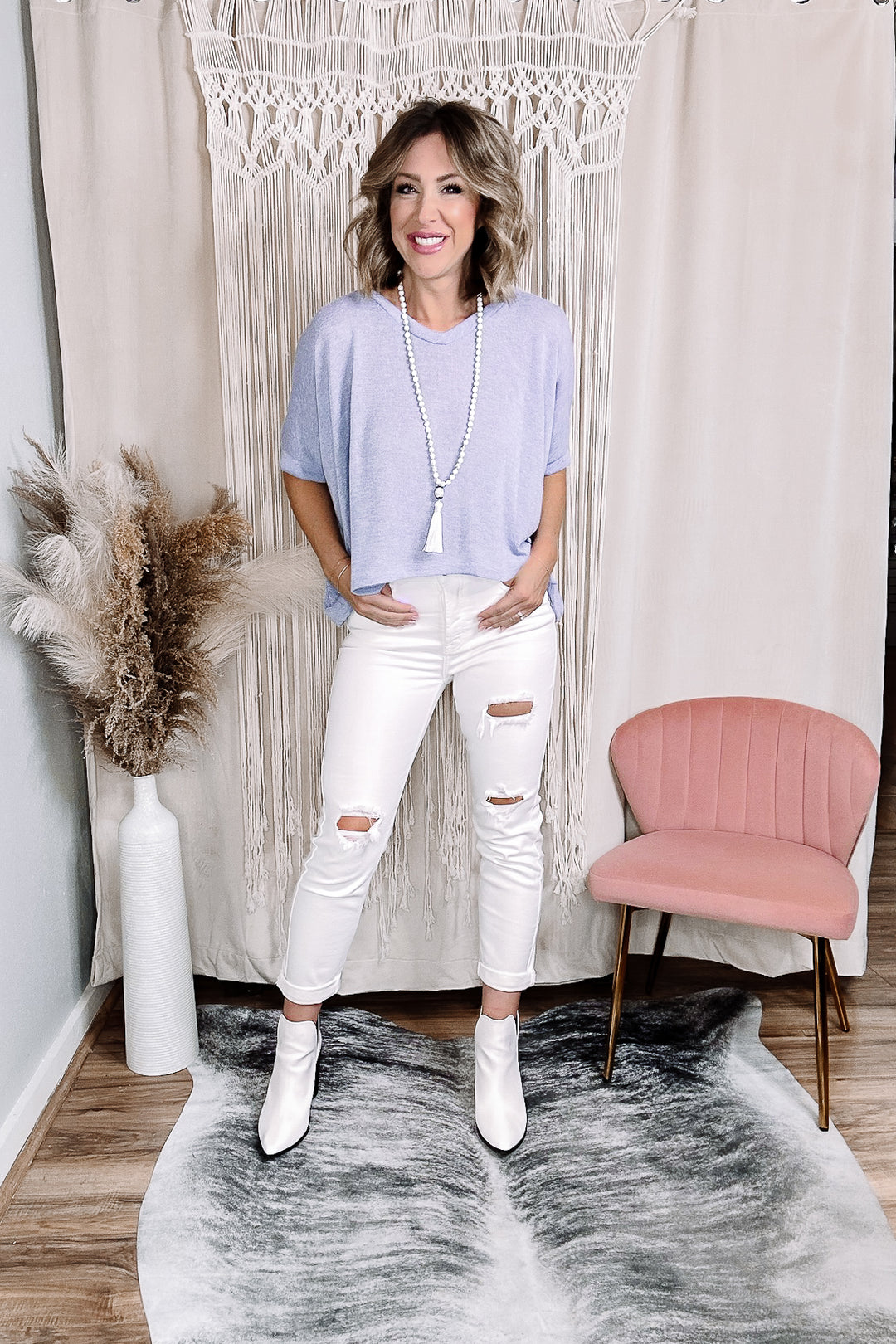 Chelsea White Denim Boyfriend Jeans