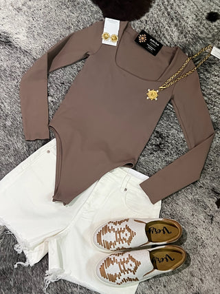 Walnut Square Thick Banded Bodysuit