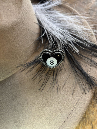 Adjustable heart 8 ball ring