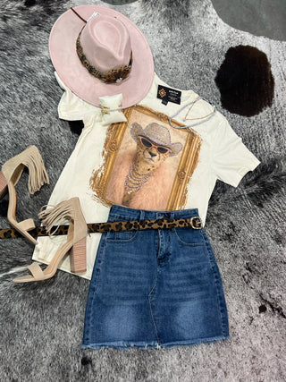 Rhinestone Cowboy Cheetah Portrait Graphic Tee