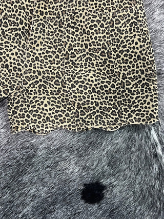 Mid Rise Leopard Twill Shorts with Scallop Hem