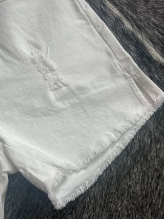High Rise Basic Mineral Washed Colored Denim Shorts