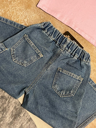 Girls Bow Stretch Wide-Leg Jean