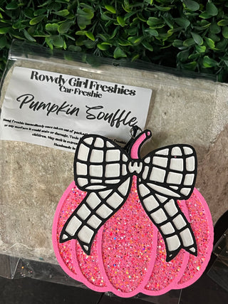 Hand painted checkered boujee pumpkin fall car freshie air freshener, photo 2
