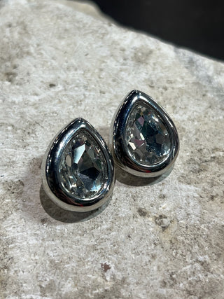 Large Teardrop Crystal Stud Earrings