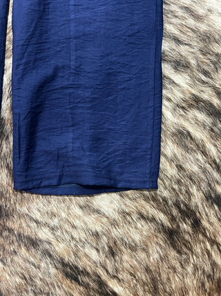 Plus Wide Leg Linen Pants - Blue Denim