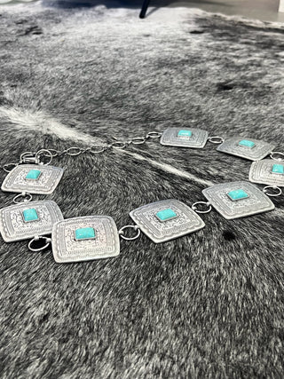 Turquoise Concho Chain Belt