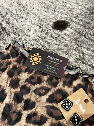 High Neck Leopard Mesh Short Sleeve Top