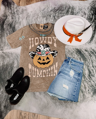 Mocha Howdy Pumpkin Graphic Tee Lotus