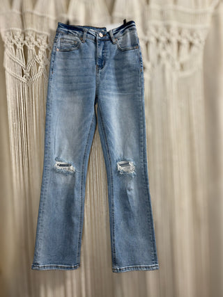 Jane Knee Distressed Cropped Jeans