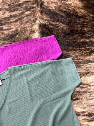 Woven Airflow V-Neck Dolman Short Sleeve Top