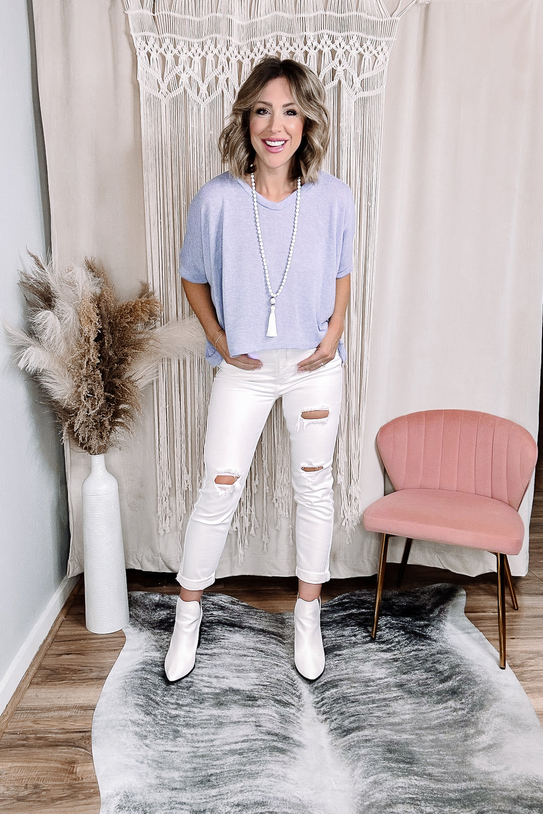 Chelsea White Denim Boyfriend Jeans