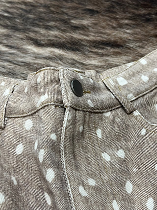 Light Fawn Print Barrel Pants