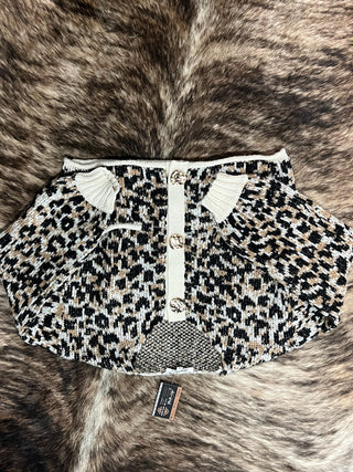 Scoop Neck Leopard Gold Buttons Cardigan