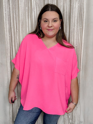 Curvy Fuchsia Evelyn Airflow Dolman Top