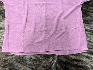 Woven Airflow V-Neck Short Sleeve Top — Rose