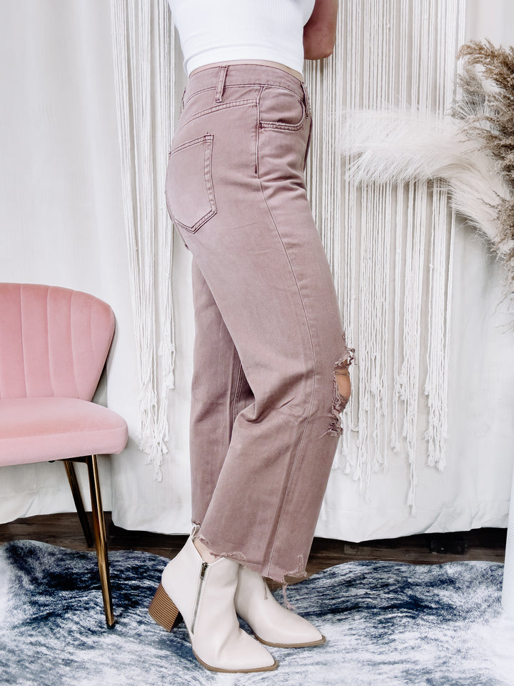 Leslie Distressed Knee Crop Flare