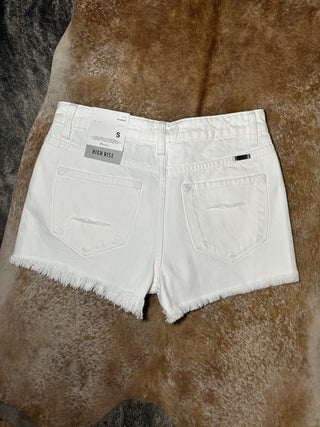 White Distressed Denim Shorts