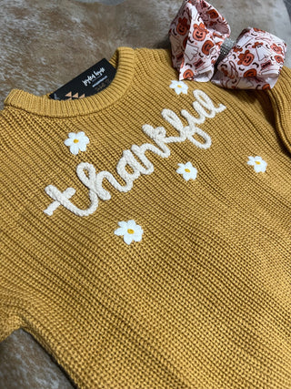 Fall Thanksgiving Brown Girls Pullover Sweater