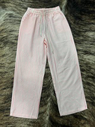 Striped Drawstring Straight Leg Pants (S–3X)