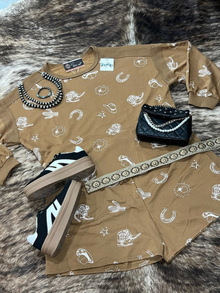 Plus Size Western Print Lounge Set