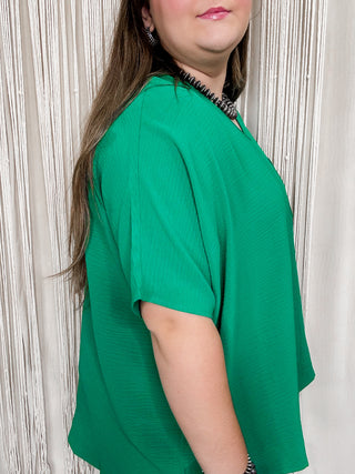 Curvy Kelly Green Evelyn Airflow Dolman Top
