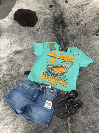 Las Vegas Speedway Cropped Acid Wash Tee