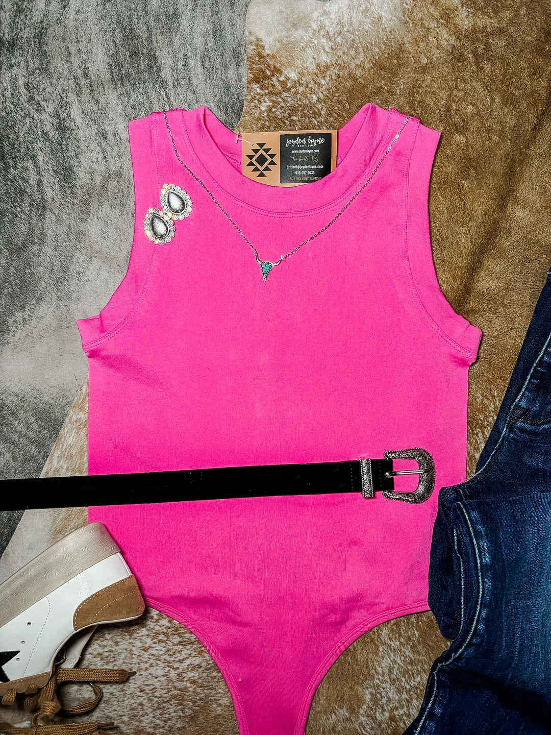 Pink Thick Banded Tank Top Bodysuit