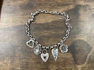 Rose Heart Charm Necklace