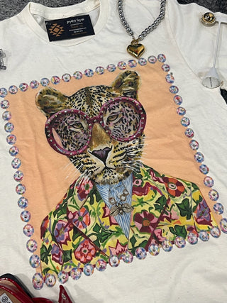 Rhinestone Fancy Leopard Graphic Tee