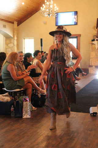 Brown Floral Print Midi Dress