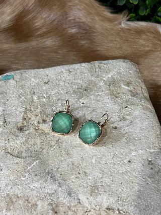 Faceted cushion cut stone leverback drop earrings, photo 4