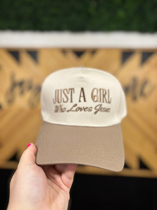 Just a Girl Who Loves Jesus Two Tone Canvas Trucker Hat