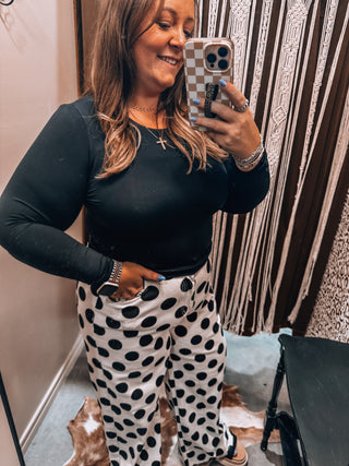 Ivory Polka Dot Denim Pants
