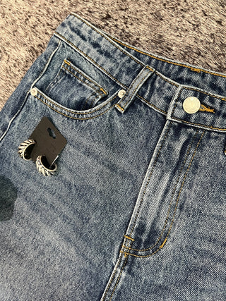 Cropped Denim Barrel Jeans