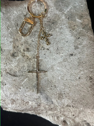 Crystal Cross Carabiner Bag Charm