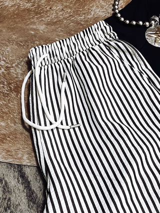 Striped Drawstring Straight Leg Pants (S–3X)