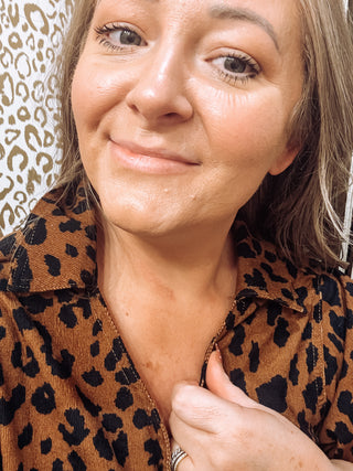 Leopard Print V-Neck Pocket Midi Dress
