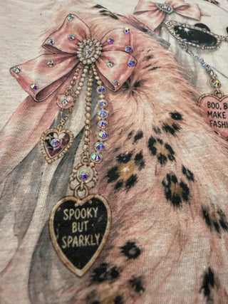 Pink Spooky Blingy Rhinestone Graphic Tee