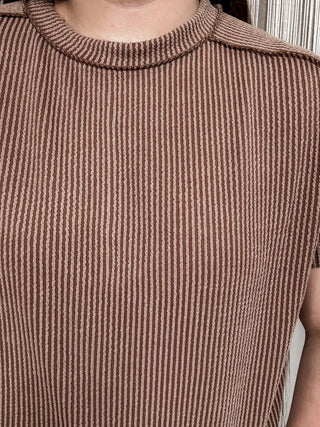 Raised Ribbed Cuff Sleeve Top