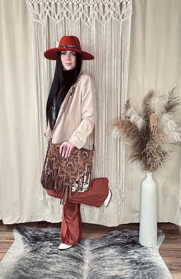Large Leather Hair on Hide Crossbody