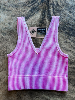 Reversible washed cropped tank top