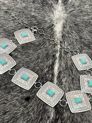 Turquoise Concho Chain Belt