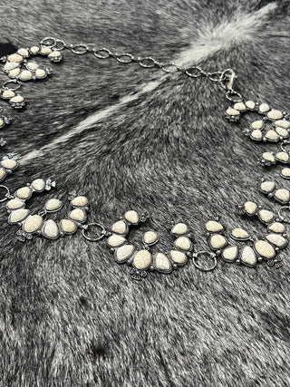White Squash Blossom Concho Chain Belt