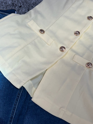 Sleeveless Button Front Vest Top