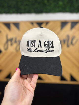 Just a Girl Who Loves Jesus Two Tone Canvas Trucker Hat